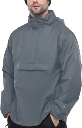 33,000ft Men's Pullover Rain Jacket Waterproof with Hood Lightweight Packable Raincoat Windbreaker for Golf Travel