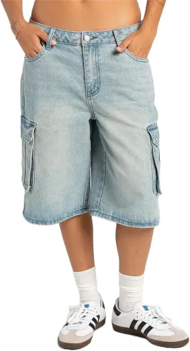 Alyweatry Y2k Loose Denim Bermuda Shorts for Women Low Rise Wide Leg Knee Length Oversized Fit Summer Jeans Shorts