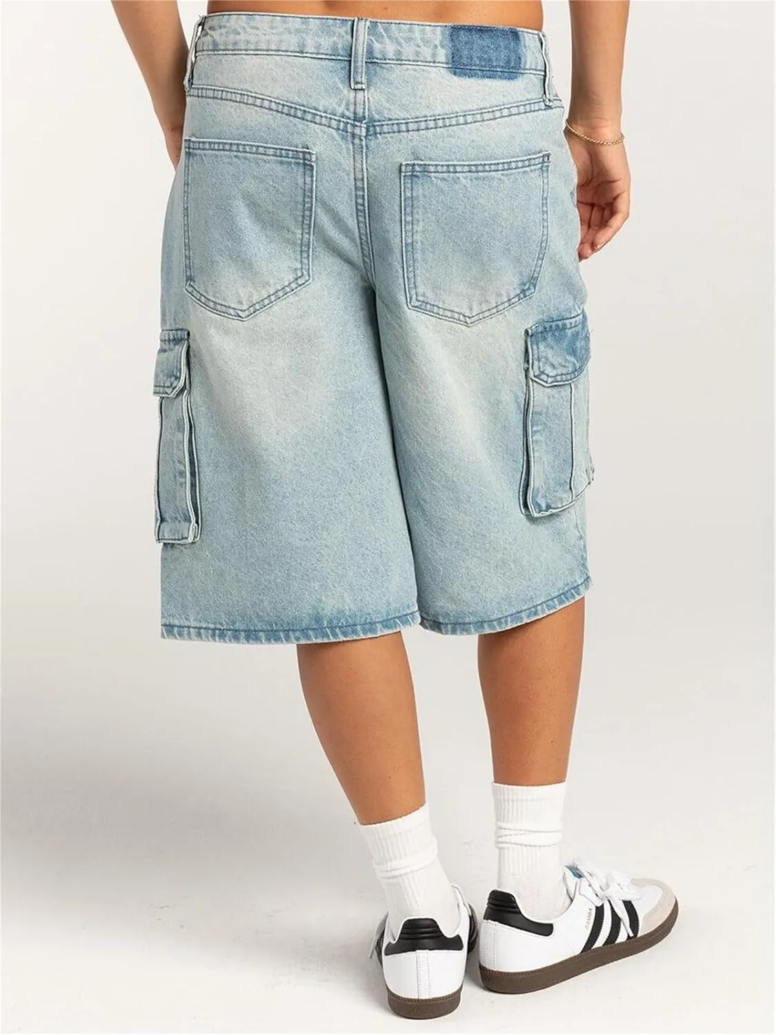 Alyweatry Y2k Loose Denim Bermuda Shorts for Women Low Rise Wide Leg Knee Length Oversized Fit Summer Jeans Shorts