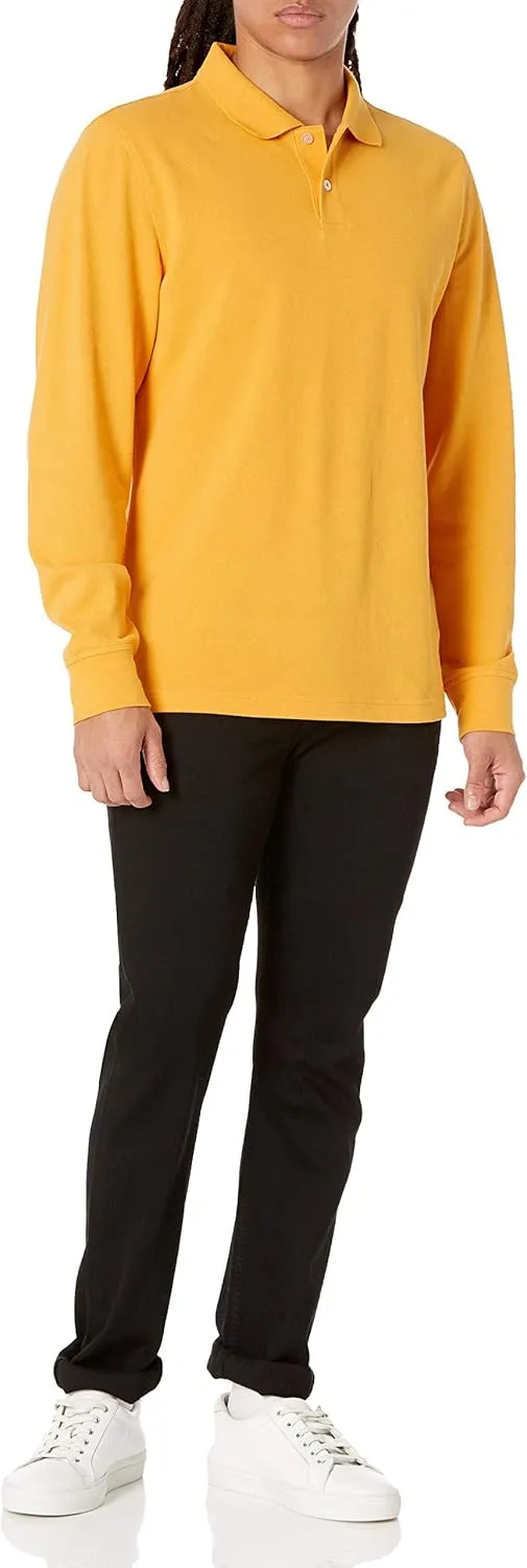 Amazon Essentials Long-Sleeve Polo Shirt for Men, Slim Fit Pique