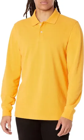 Amazon Essentials Long-Sleeve Polo Shirt for Men, Slim Fit Pique