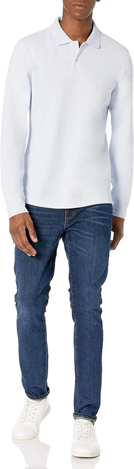 Amazon Essentials Long-Sleeve Polo Shirt for Men, Slim Fit Pique