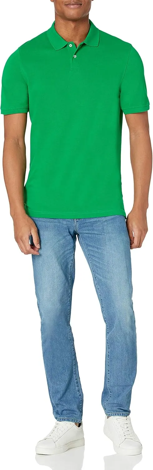 Amazon Essentials Men's Polo Shirts Short Sleeve, Slim-Fit Cotton Pique