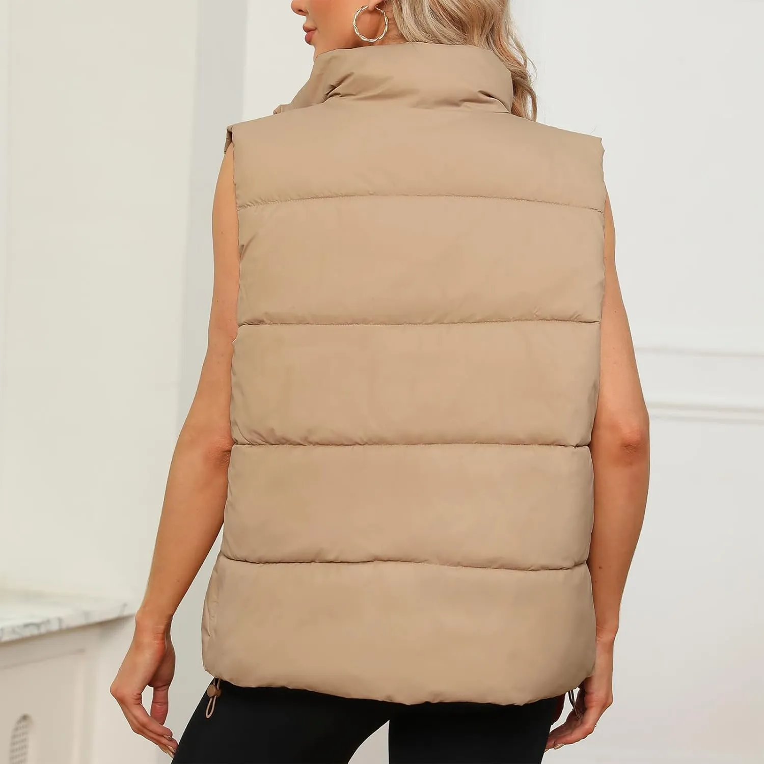 American Trends Womens Puffer Vest Sleeveless Puffy Vests for Women Collar Jacket Zipper Coat with Pockets