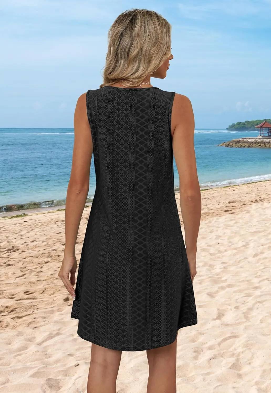 Aokosor Womens Summer Dresses 2025 Loose V Neck Sleeveless Dress Sundresses Swimsuit Coverup