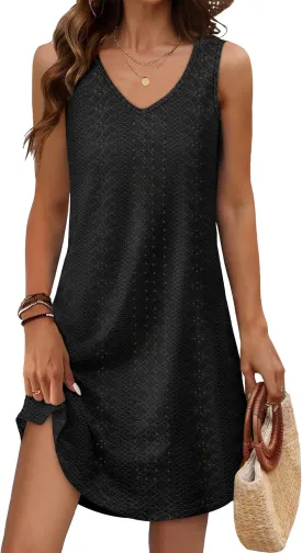 Aokosor Womens Summer Dresses 2025 Loose V Neck Sleeveless Dress Sundresses Swimsuit Coverup