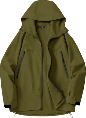 Avoogue Rain Jacket for Women Loose Fit Waterproof Lightweight Lined Rain Coat Hiking Windbreaker Jacket with Hood