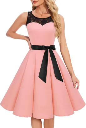 Bbonlinedress Women's 1950s Vintage Rockabilly Swing Dress Lace Cocktail Prom Party Wedding Guest Dress