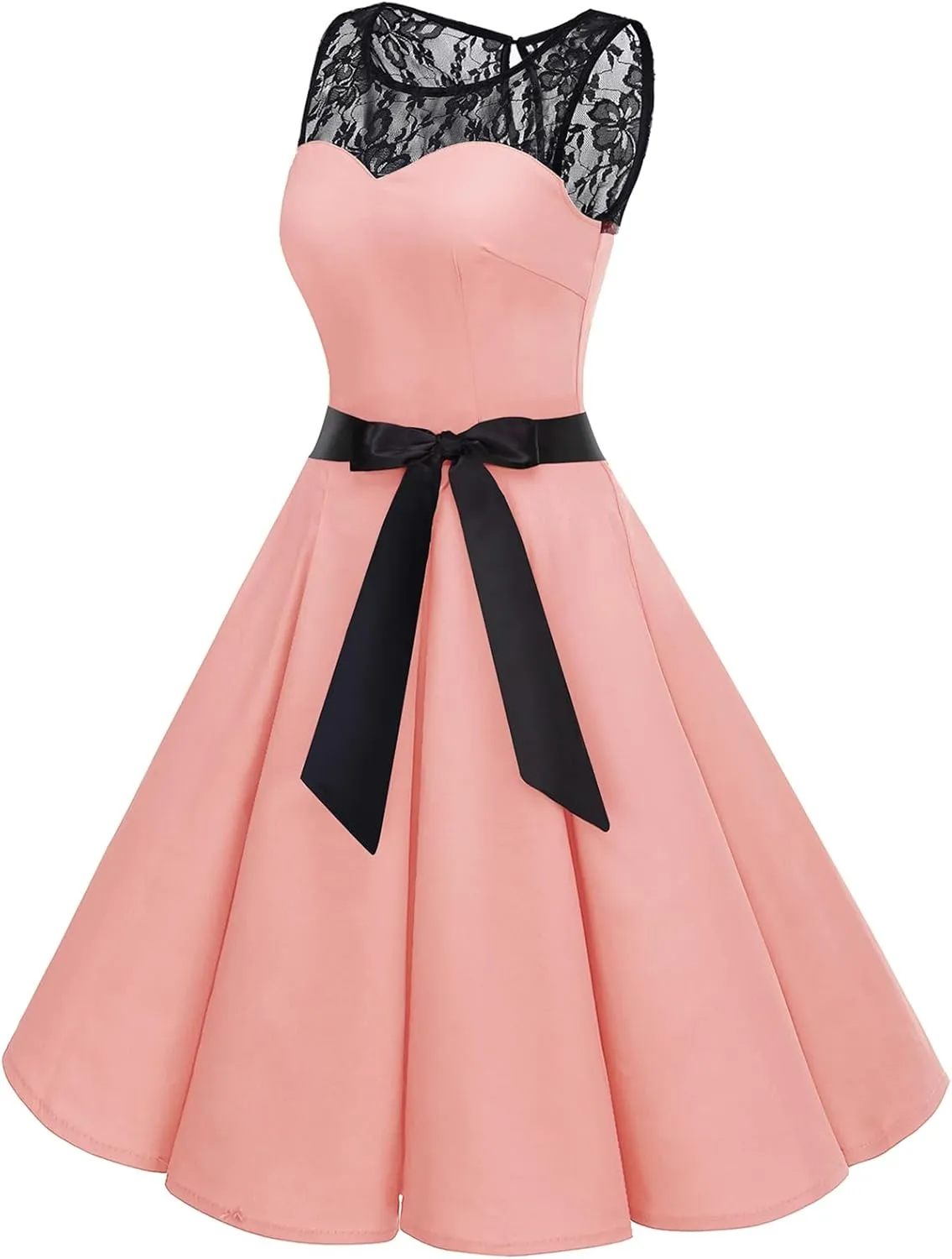 Bbonlinedress Women's 1950s Vintage Rockabilly Swing Dress Lace Cocktail Prom Party Wedding Guest Dress