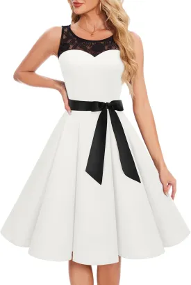 Bbonlinedress Women's 1950s Vintage Rockabilly Swing Dress Lace Cocktail Prom Party Wedding Guest Dress