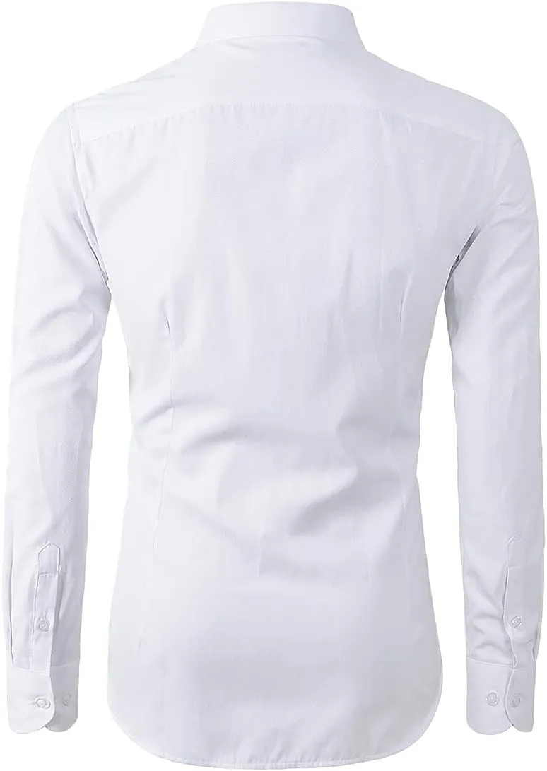 Beninos Men's Dress Shirts Slim Fit Solid Long Sleeve Casual Button Down Shirts