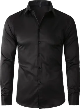 Beninos Men's Dress Shirts Slim Fit Solid Long Sleeve Casual Button Down Shirts