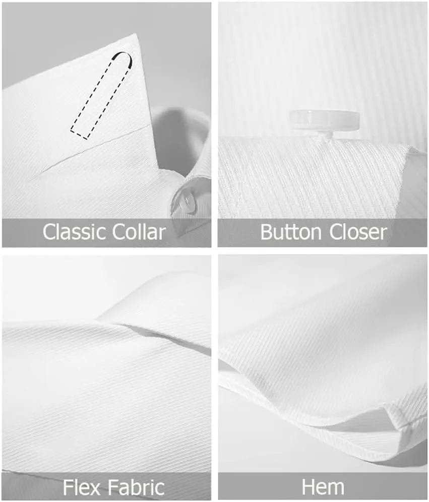 Beninos Men's Dress Shirts Slim Fit Solid Long Sleeve Casual Button Down Shirts