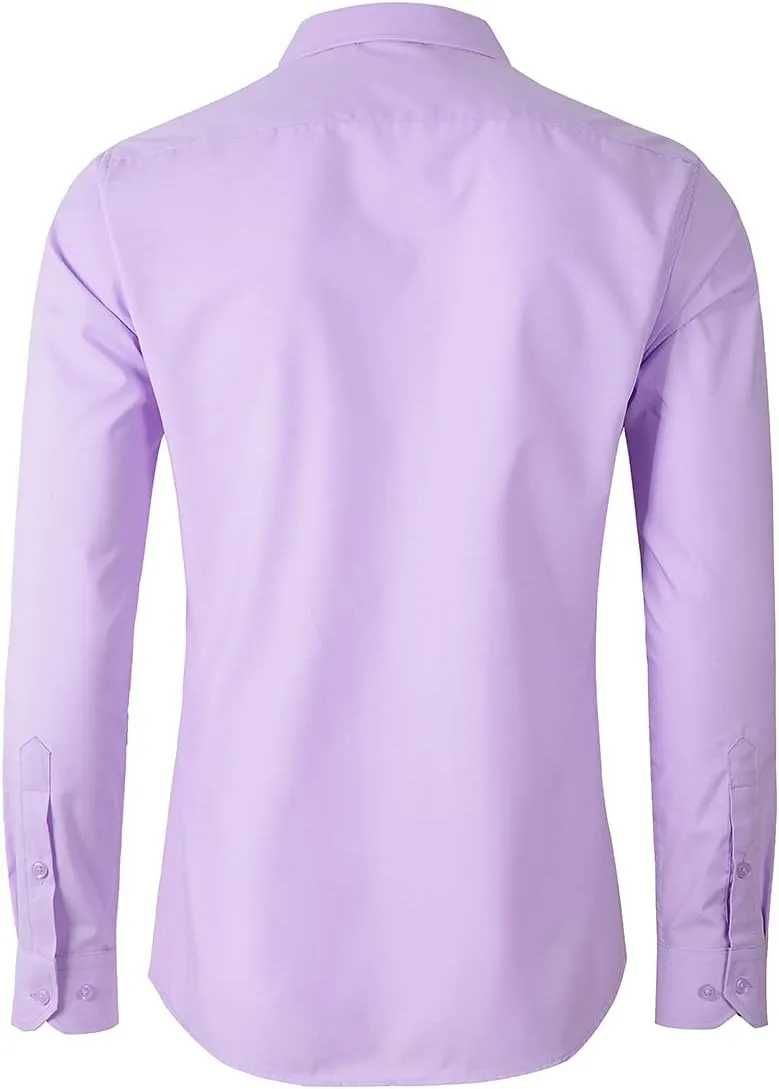 Beninos Mens Slim Fit Solid Point Collar Button Down Dress Shirt