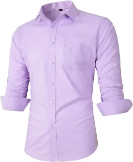 Beninos Mens Slim Fit Solid Point Collar Button Down Dress Shirt
