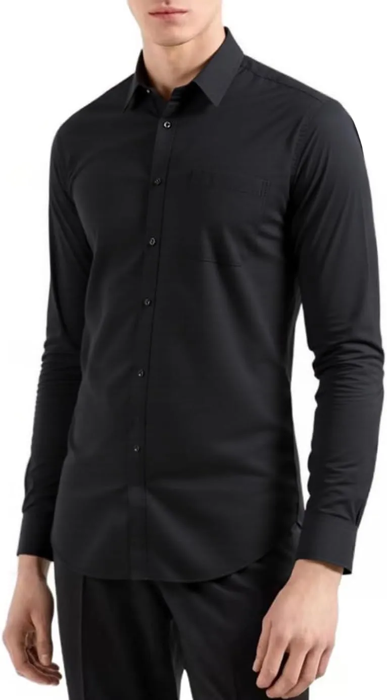 Beninos Mens Slim Fit Solid Point Collar Button Down Dress Shirt