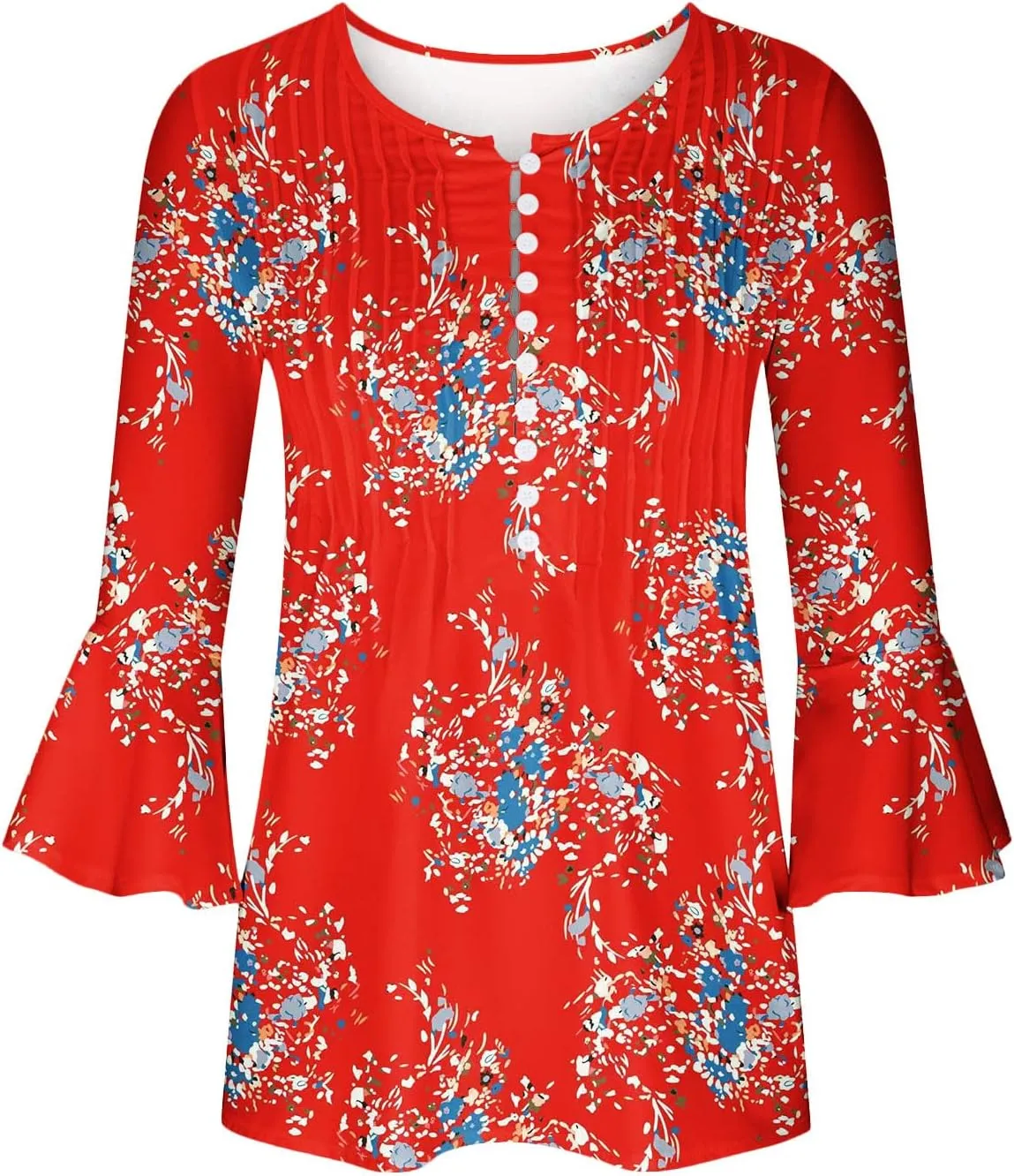 Bohemian Tops for Women Trendy 2023 Sexy Elegant t-Shirt Boho Floral Print 3/4 Bell Sleeve v Neck Shirts Blouse