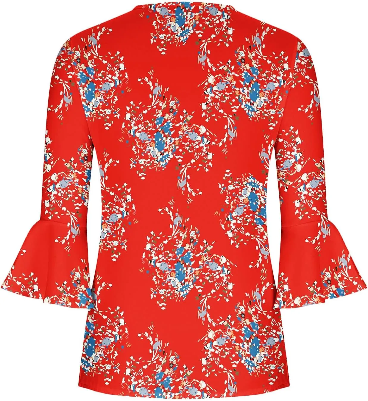 Bohemian Tops for Women Trendy 2023 Sexy Elegant t-Shirt Boho Floral Print 3/4 Bell Sleeve v Neck Shirts Blouse