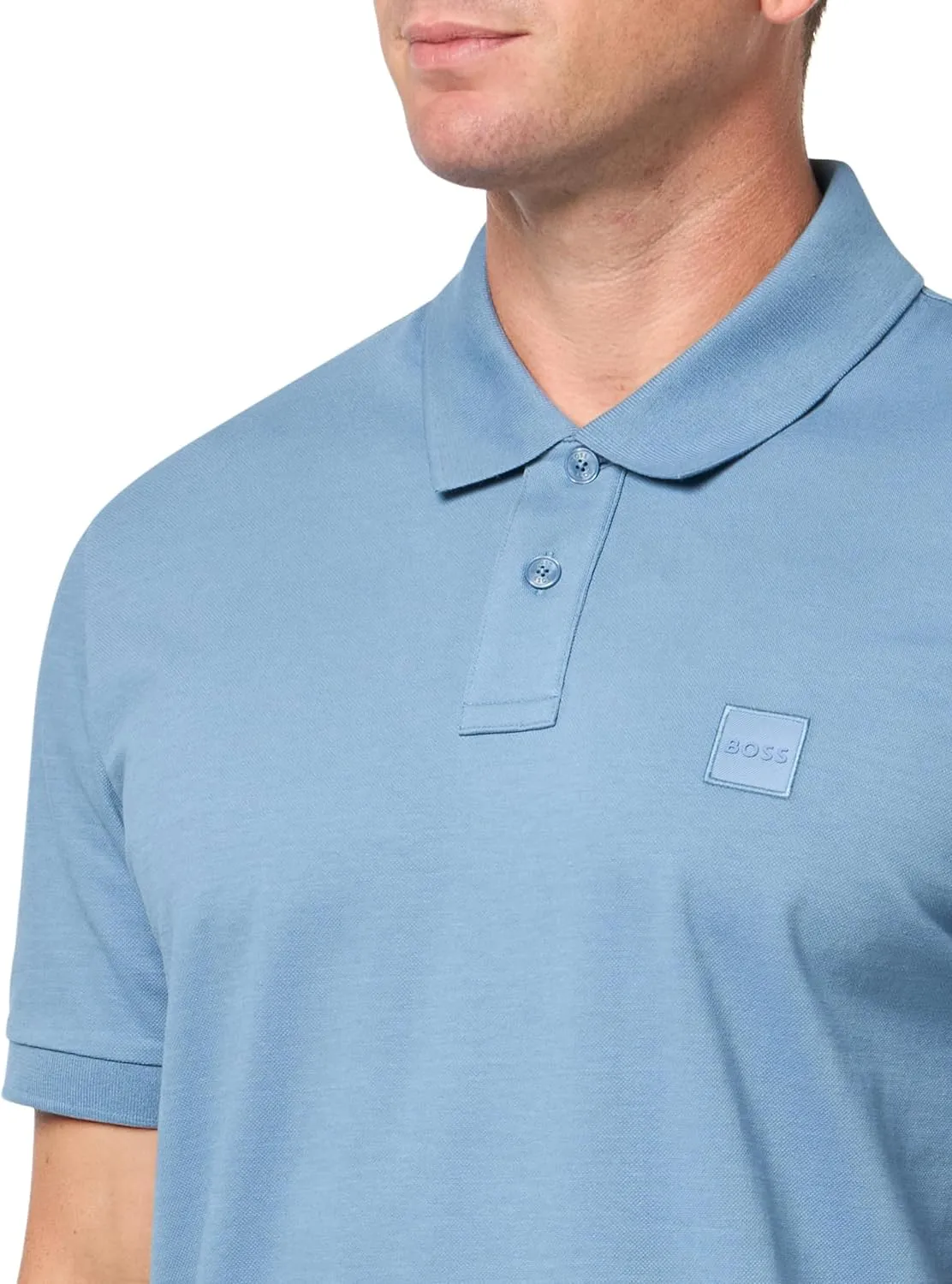BOSS Men's Square Patch Logo Slim Fit Pique Polo Shirt