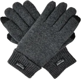BRUCERIVER Men's Pure Wool Knitted Gloves with Thinsulate Lining