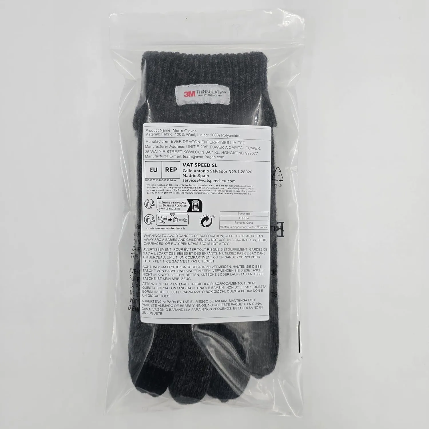 BRUCERIVER Men's Pure Wool Knitted Gloves with Thinsulate Lining