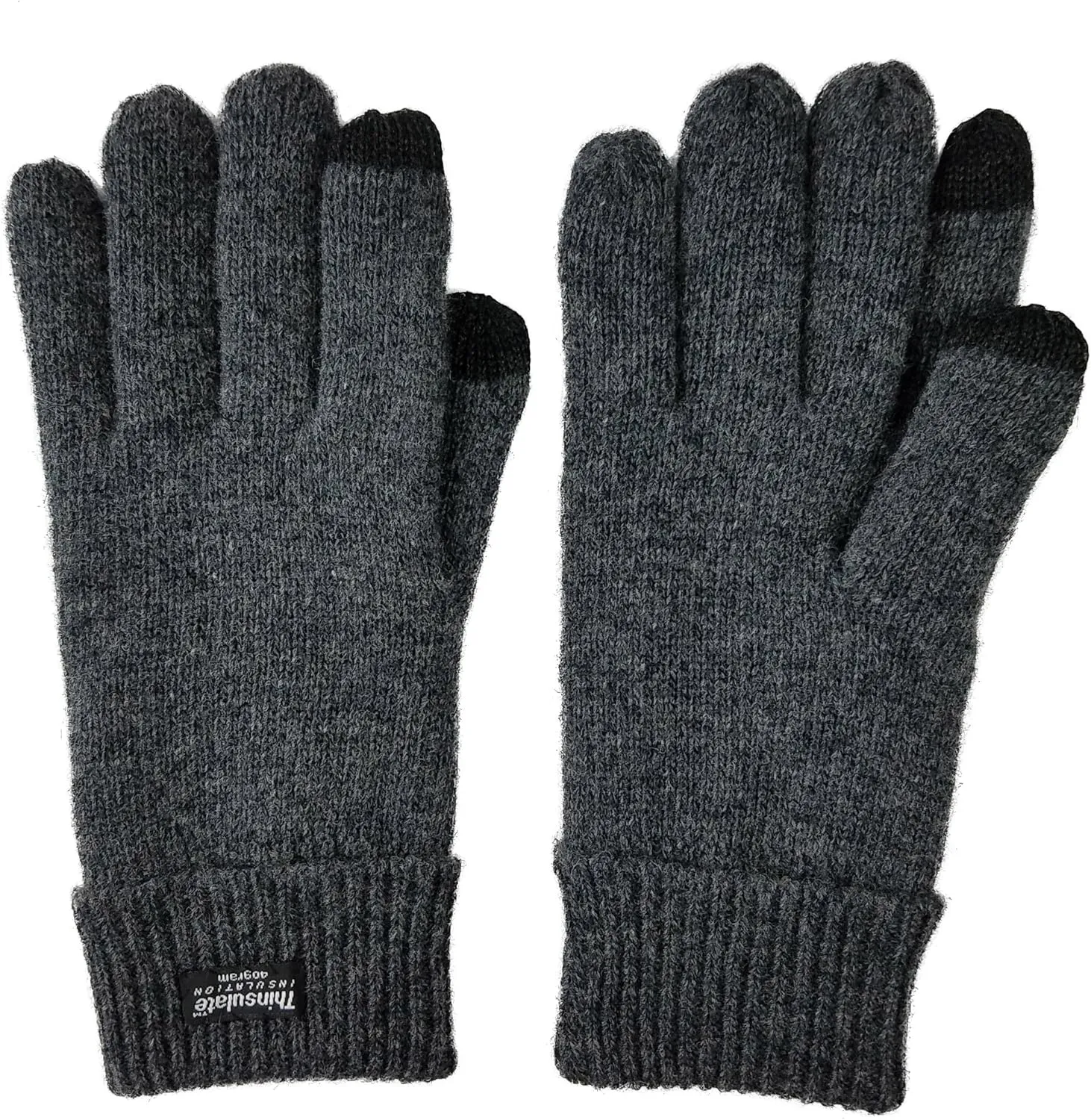 BRUCERIVER Men's Pure Wool Knitted Gloves with Thinsulate Lining