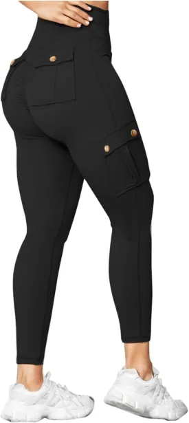 Cargo Leggings with Pockets for Women Plus Size High Waisted Tummy Control Leggings Scrunch Butt Lifting Yoga Pants