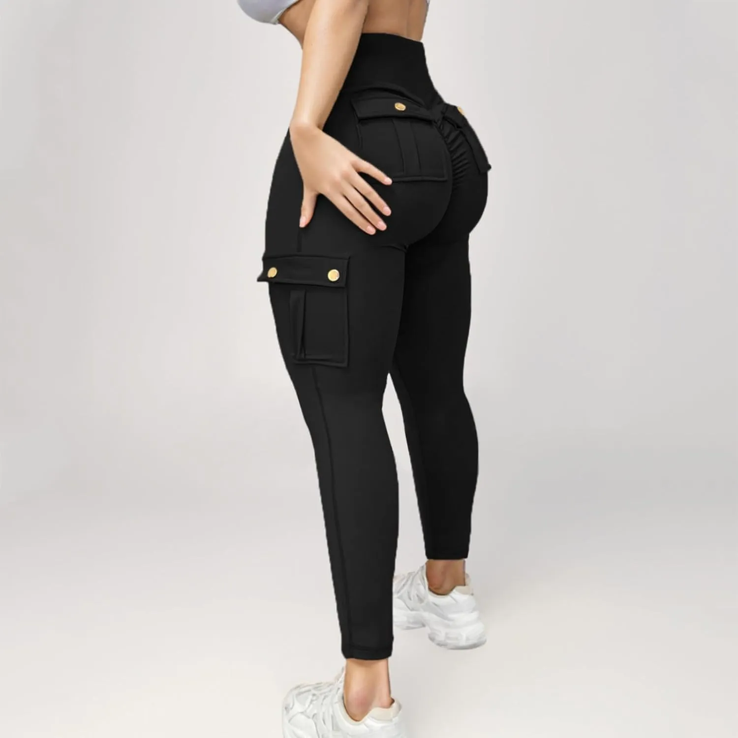 Cargo Leggings with Pockets for Women Plus Size High Waisted Tummy Control Leggings Scrunch Butt Lifting Yoga Pants