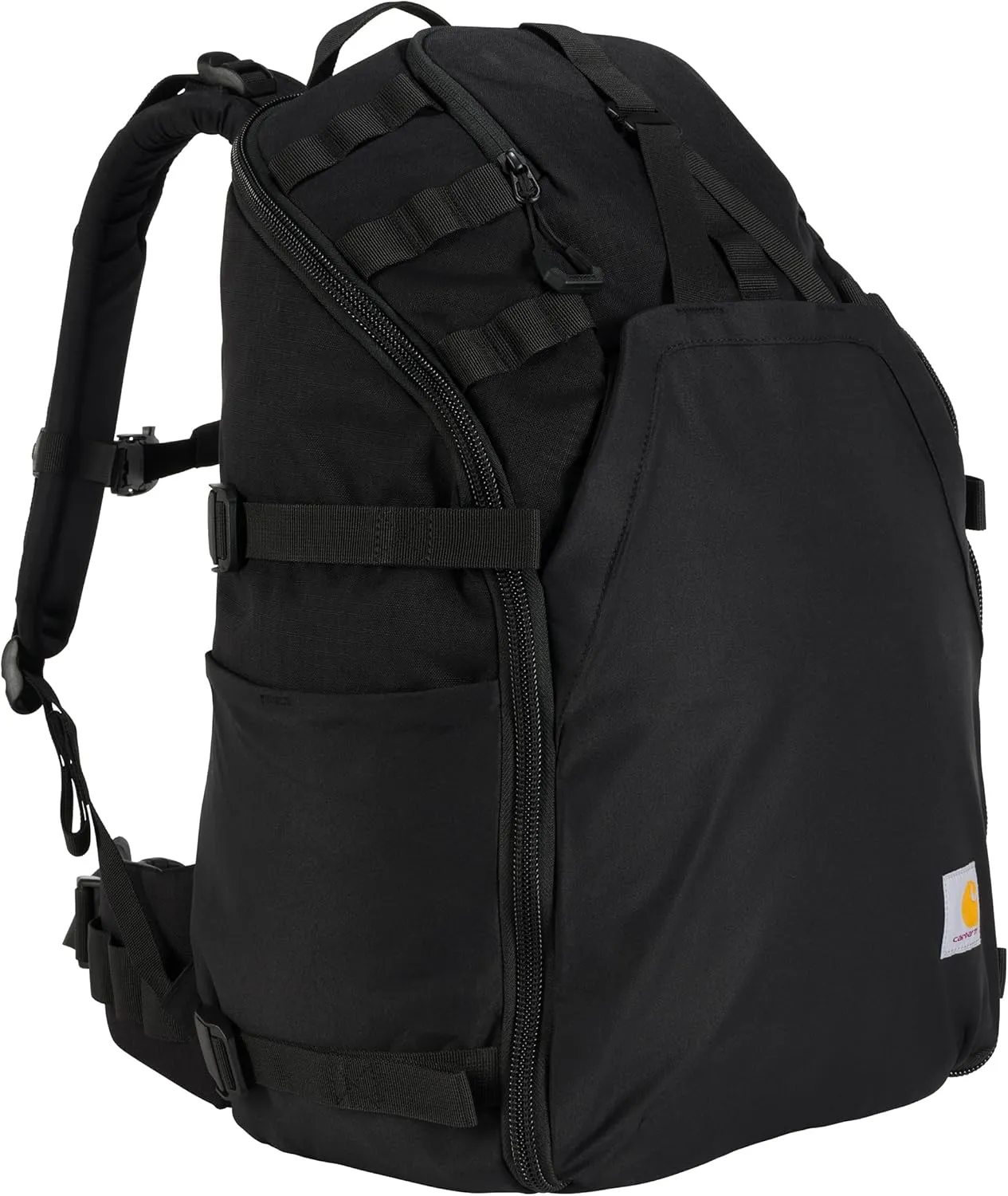Carhartt 45L Nylon Internal Frame Hiking, Durable Camping & Backpacking Pack W/Hydration Port, Daypack for Men & Women, Black, One Size