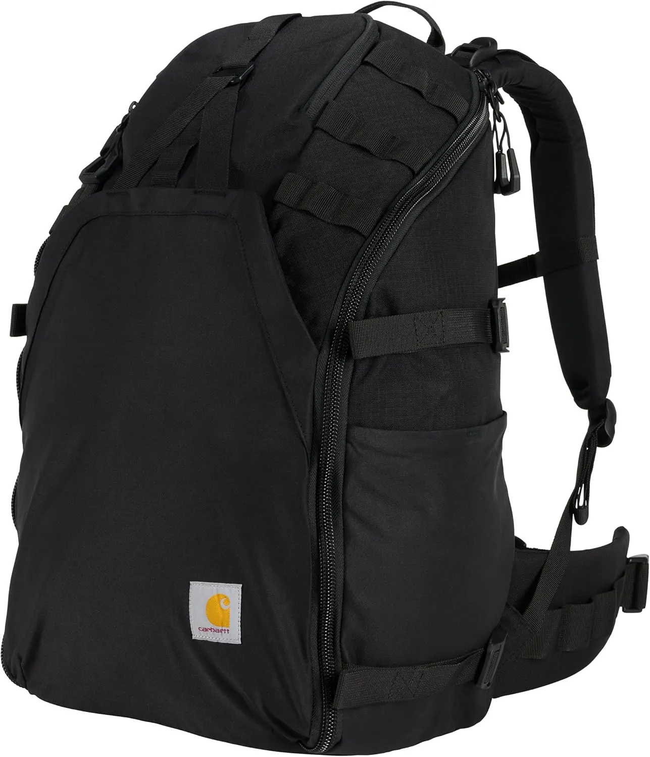 Carhartt 45L Nylon Internal Frame Hiking, Durable Camping & Backpacking Pack W/Hydration Port, Daypack for Men & Women, Black, One Size