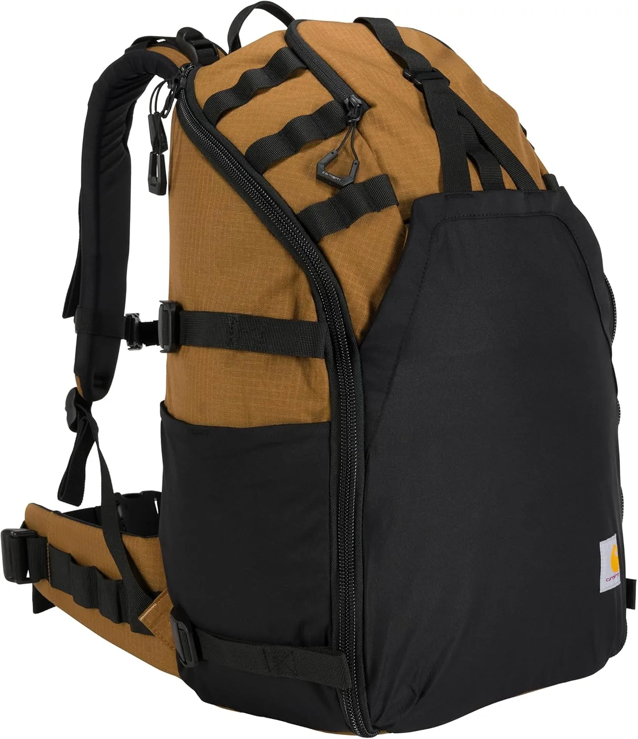 Carhartt 45L Nylon Internal Frame Hiking, Durable Camping & Backpacking Pack W/Hydration Port, Daypack for Men & Women, Brown, One Size
