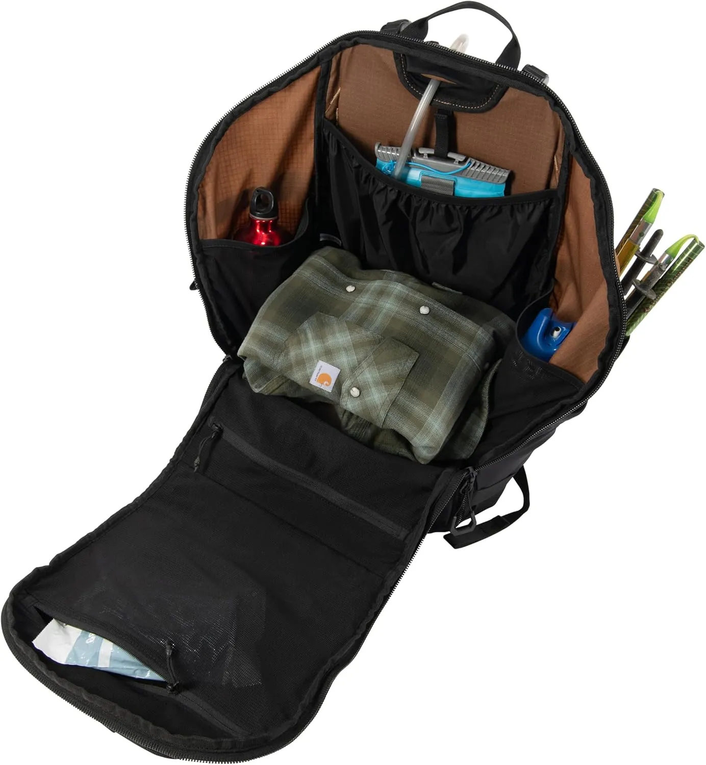 Carhartt 45L Nylon Internal Frame Hiking, Durable Camping & Backpacking Pack W/Hydration Port, Daypack for Men & Women, Brown, One Size