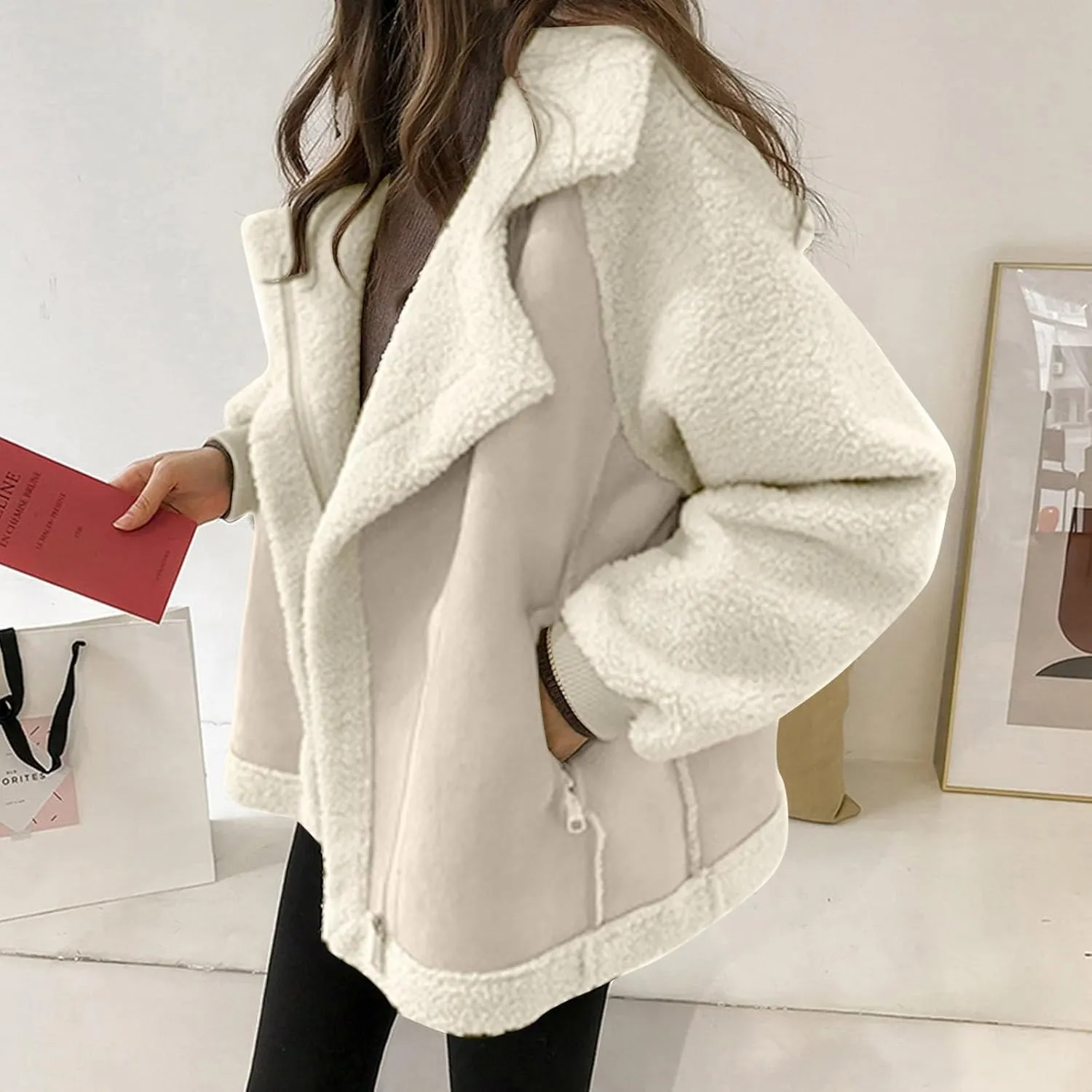 ChicCrate Womens Fashion Faux Leather Jackets Suede 2025 Outfits Winter Clothes Open Front Cropped Coat Outwear