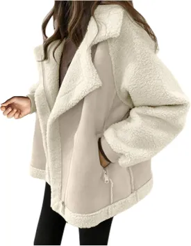ChicCrate Womens Fashion Faux Leather Jackets Suede 2025 Outfits Winter Clothes Open Front Cropped Coat Outwear