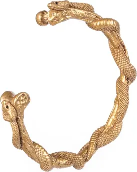 COPPERTIST.WU Cuff Bracelets for Men Women | Double Snake Twisted Brass Open Bangle Jewelry Gifts (S)