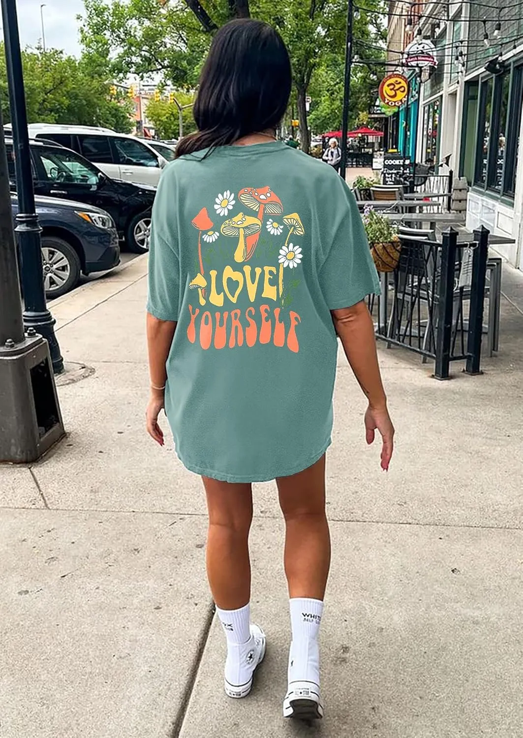 CSDAJIO Women's Trendy Oversized T Shirt Graphic Tee Crewneck Short Sleeve Loose Cute Going Out Summer Tops