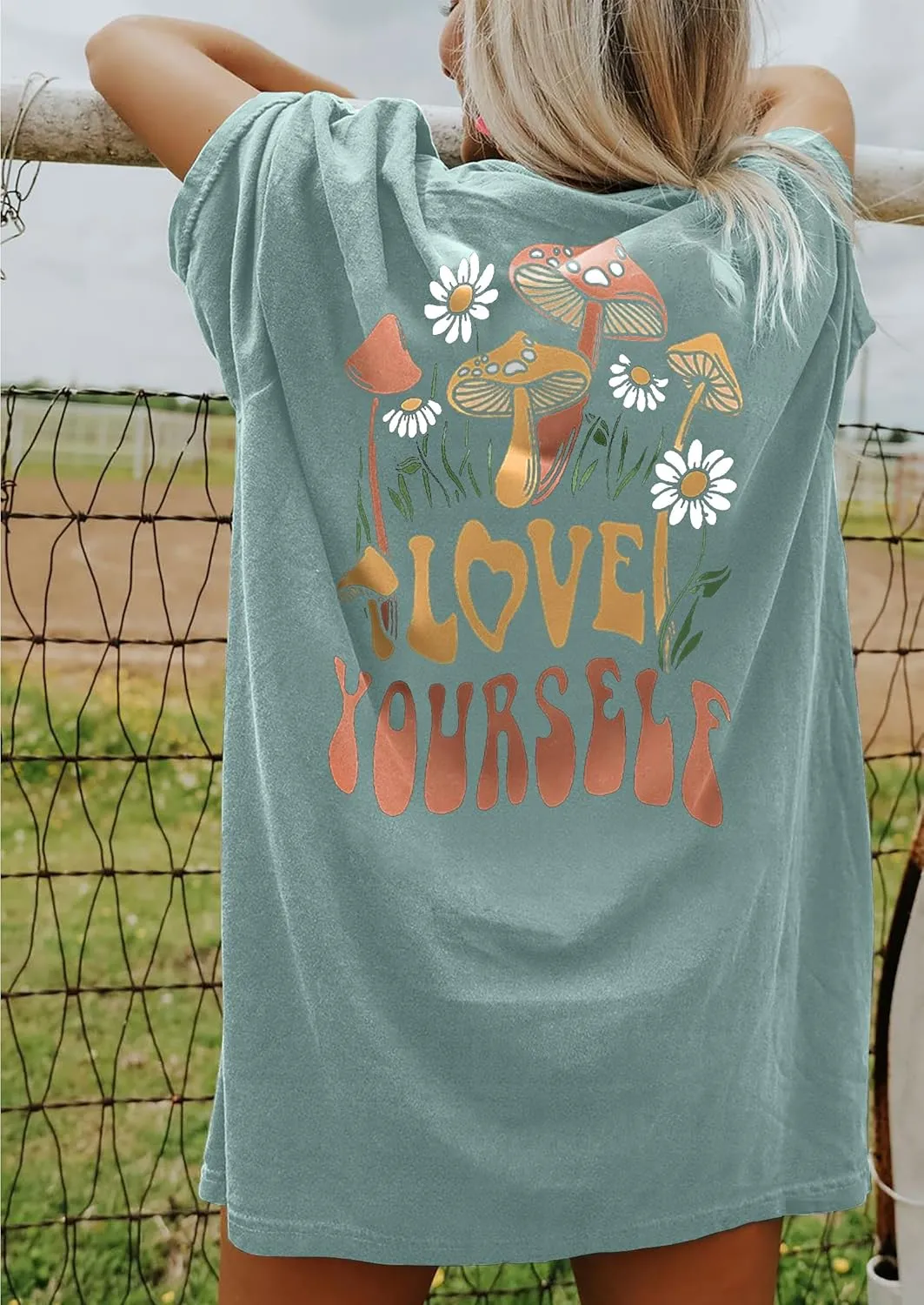 CSDAJIO Women's Trendy Oversized T Shirt Graphic Tee Crewneck Short Sleeve Loose Cute Going Out Summer Tops