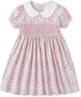 Curipeer Little Girls Summer Dress Floral Short Sleeve Cotton Casual Outfit Dress 12M-8Y