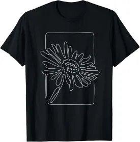 Daisy Flower Aesthetic One Line Art Artistic Drawing Artsy T-Shirt