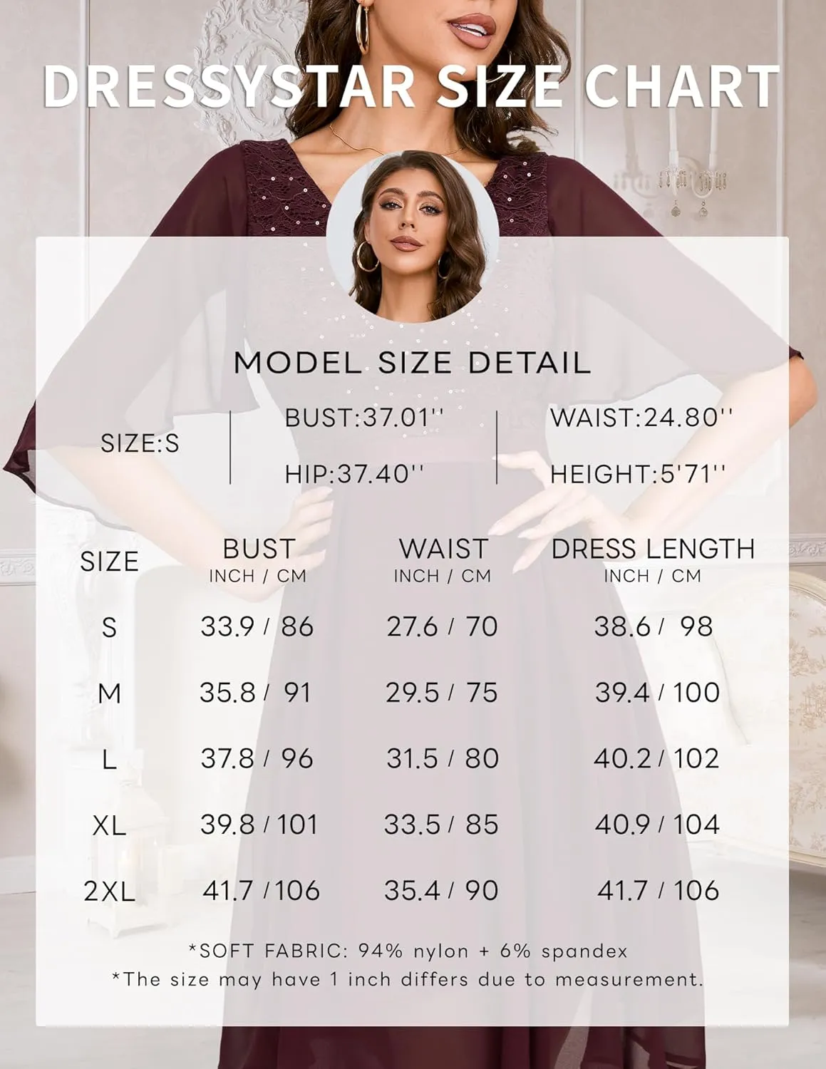 Dressystar Sequin Women Dresses Knee Length Dress Mother of The Bride Wedding Guest V-Neck Evening Formal Cocktail Gowns