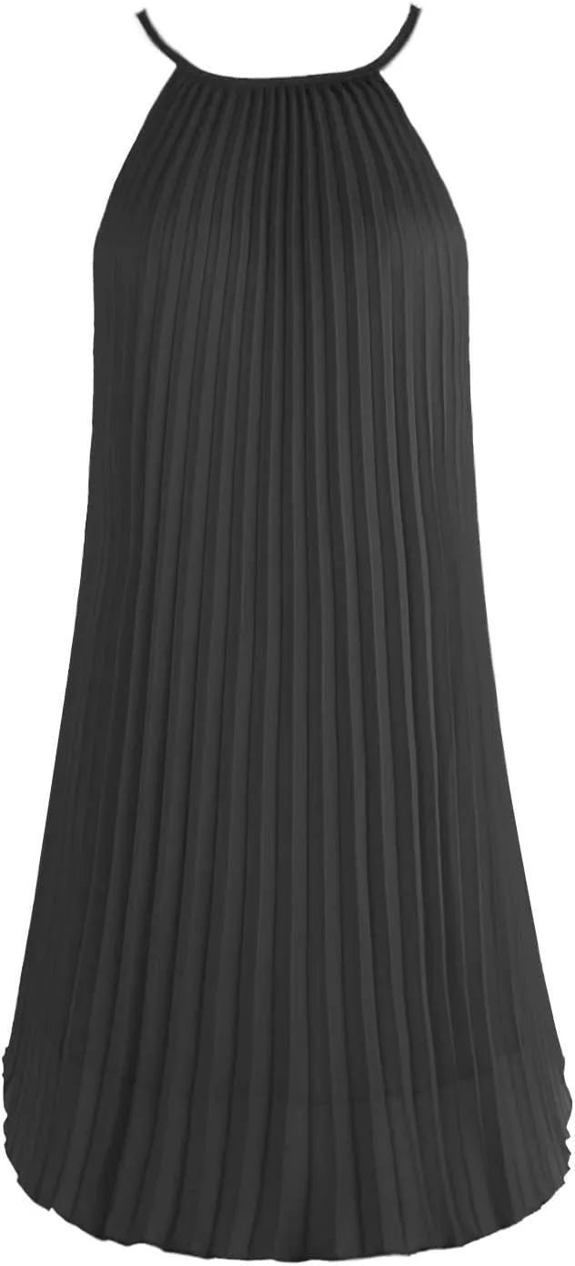 Ellames Women's 2024 Summer Spaghetti Strap Pleated Casual Swing Dress with Belt