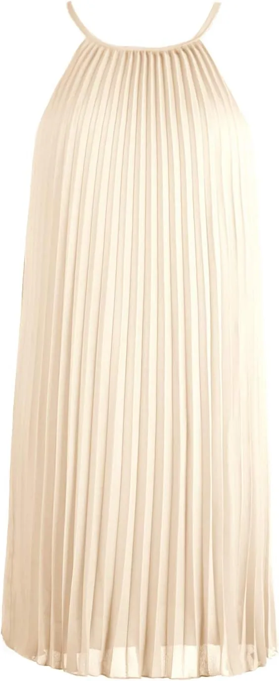 Ellames Women's 2024 Summer Spaghetti Strap Pleated Casual Swing Dress with Belt