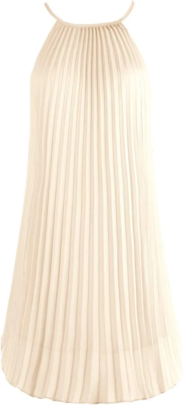 Ellames Women's 2024 Summer Spaghetti Strap Pleated Casual Swing Dress with Belt
