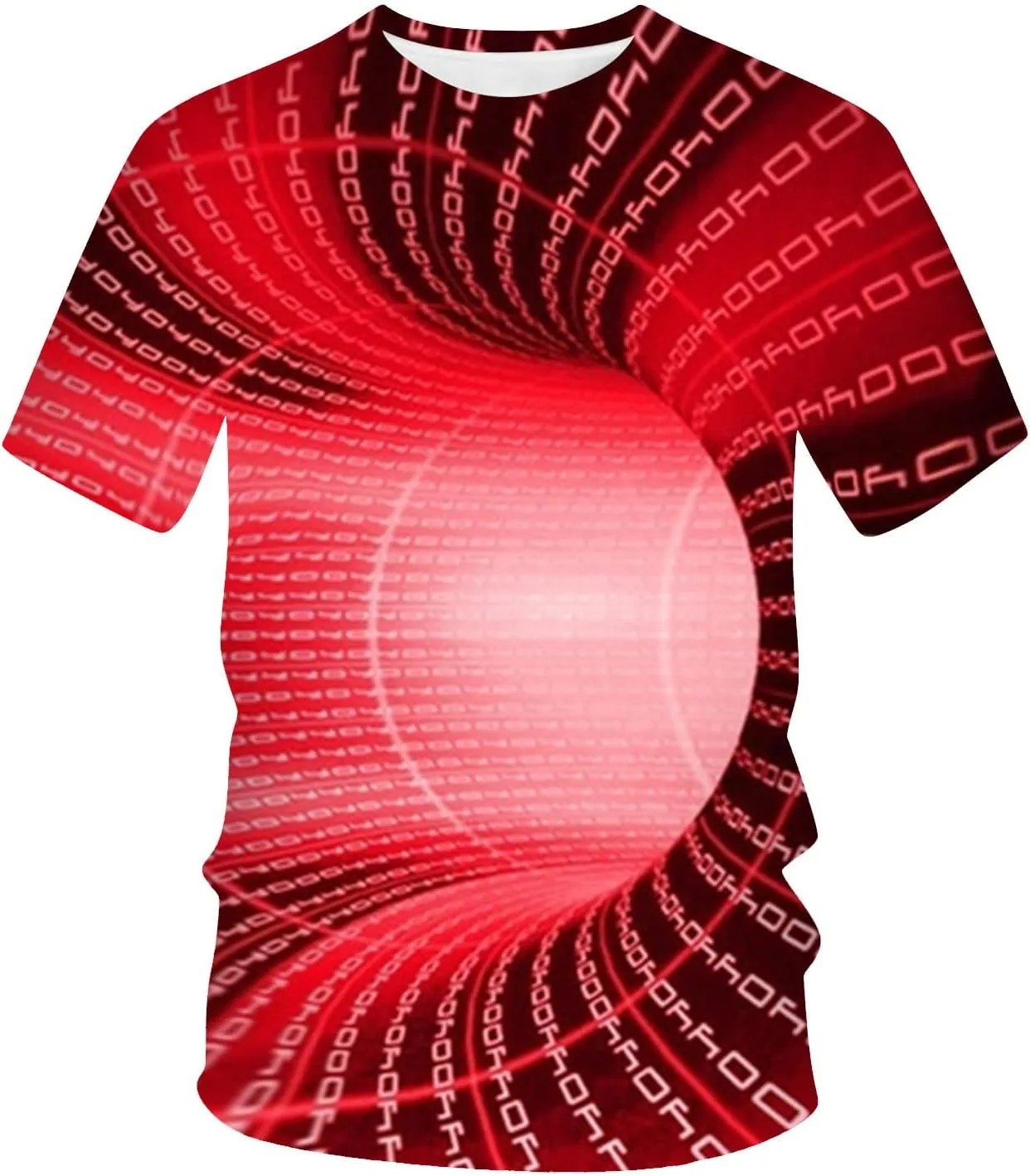 Geometry Print Loose Fit Tshirts for Man Summer Fall Long Sleeve Crew Neck Funny Fishnet Tops Shirts Mens 2024