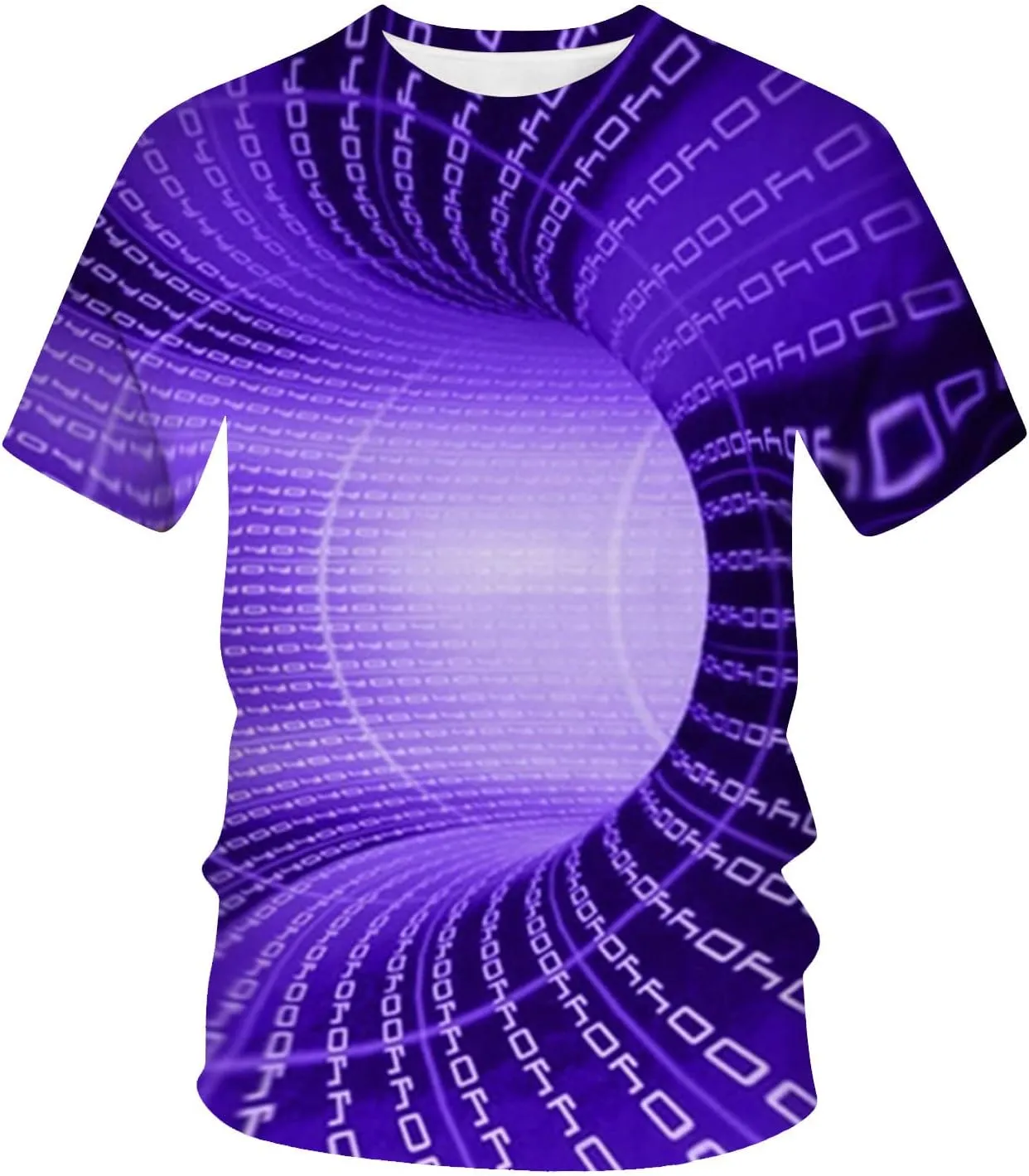 Geometry Print Loose Fit Tshirts for Man Summer Fall Long Sleeve Crew Neck Funny Fishnet Tops Shirts Mens 2024