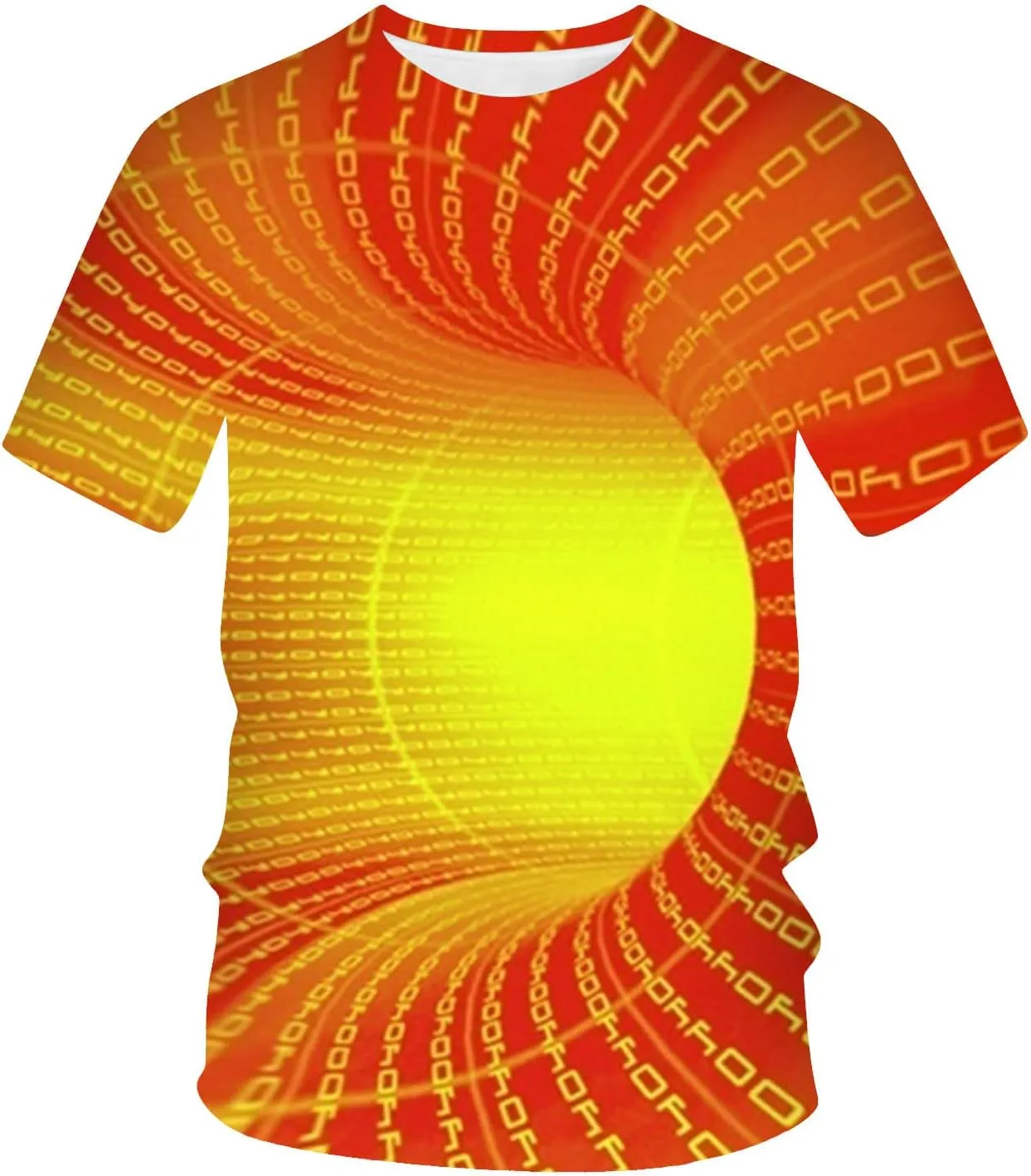 Geometry Print Loose Fit Tshirts for Man Summer Fall Long Sleeve Crew Neck Funny Fishnet Tops Shirts Mens 2024