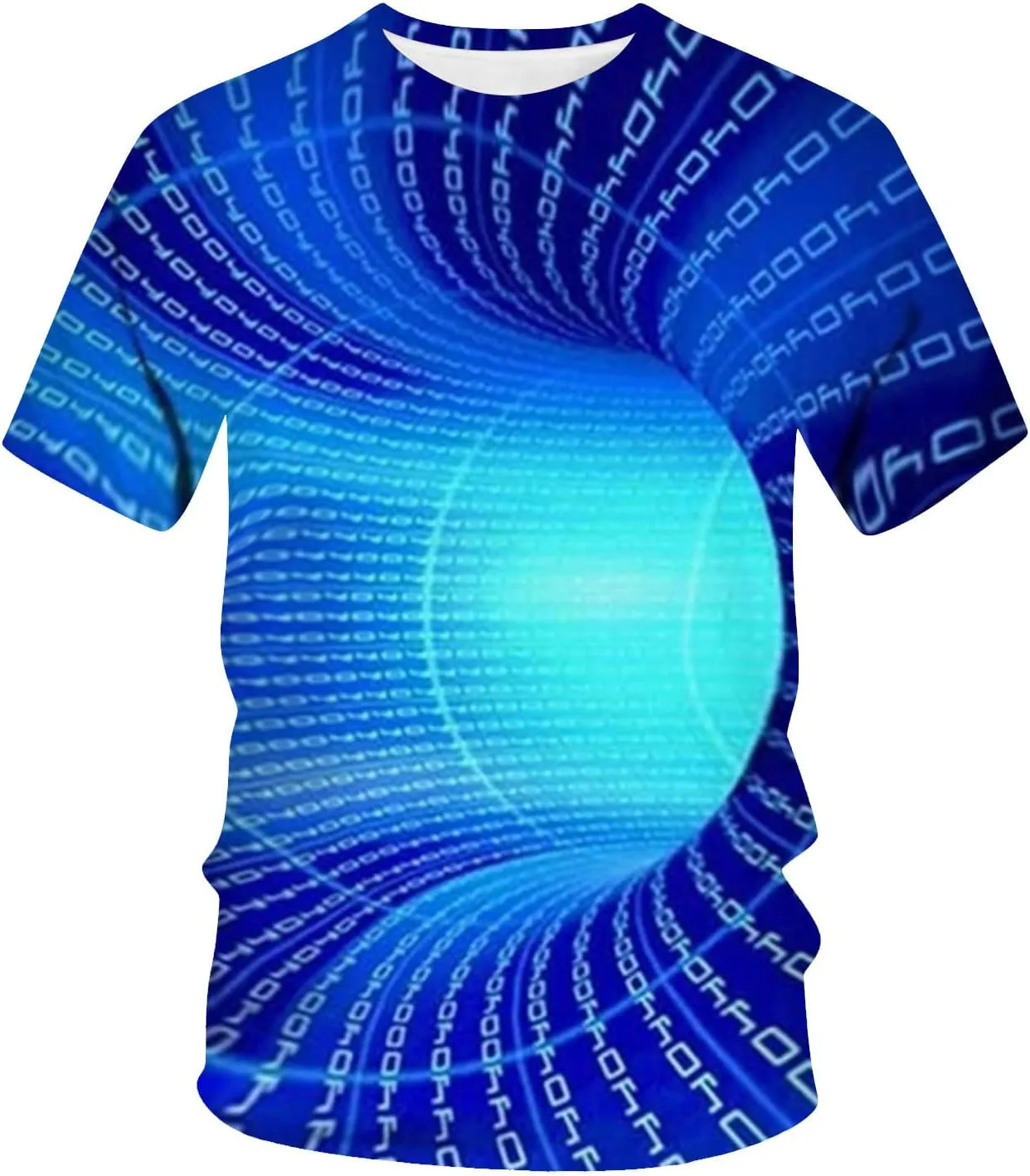 Geometry Print Loose Fit Tshirts for Man Summer Fall Long Sleeve Crew Neck Funny Fishnet Tops Shirts Mens 2024
