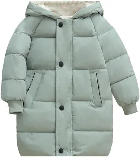 Girls Long Winter Coat Hooded Puffer Jacket Kids Lightweight Down Coat Insulated Parka Thicken Warm Padded Jacket