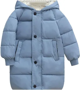 Girls Long Winter Coat Hooded Puffer Jacket Kids Lightweight Down Coat Insulated Parka Thicken Warm Padded Jacket