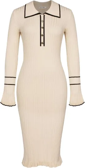 GRACE KARIN Women's 2024 Long Sleeve Sweater Dress Button Knit Slim Fit Casual V Neck Elegant Bodycon Midi Dresses